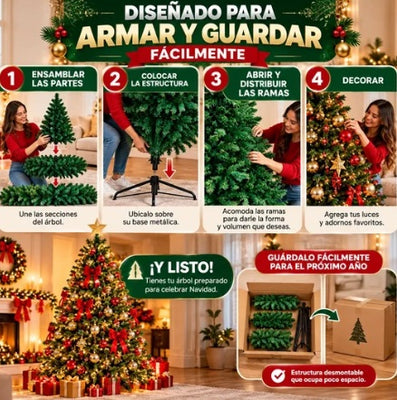 🎄 Árbol de Navidad 1,90 m — ¡La Magia Comienza en Casa! 908 Ramas 🎄Frondoso