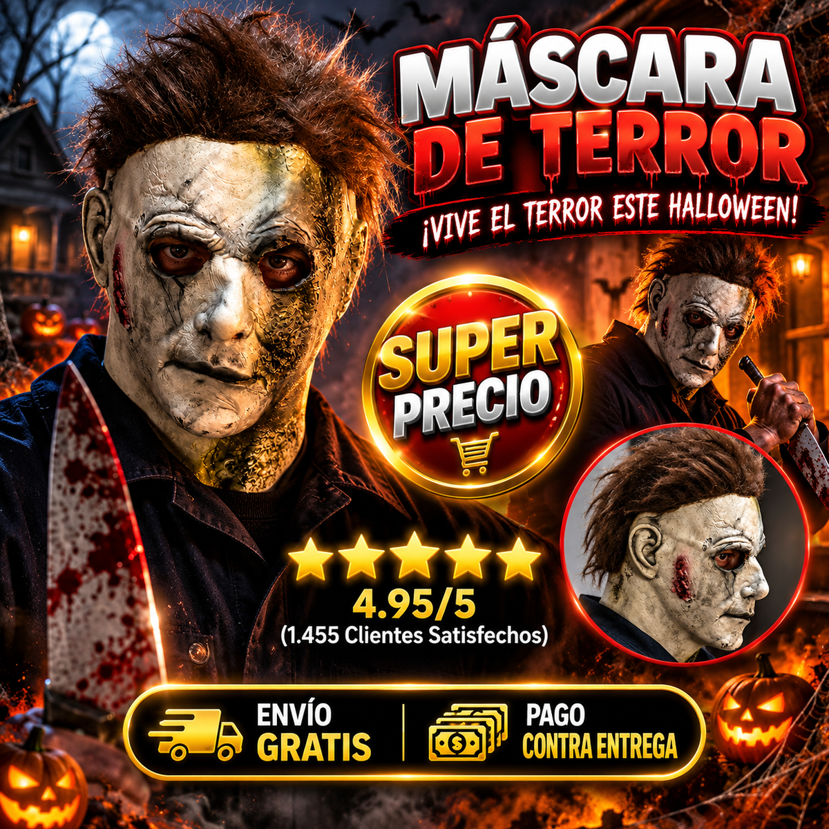 🎃 🎃🔥 ¡2 Máscaras por $119.990! | Oferta Especial de Halloween — Diseño Realista Michael Myers 👻