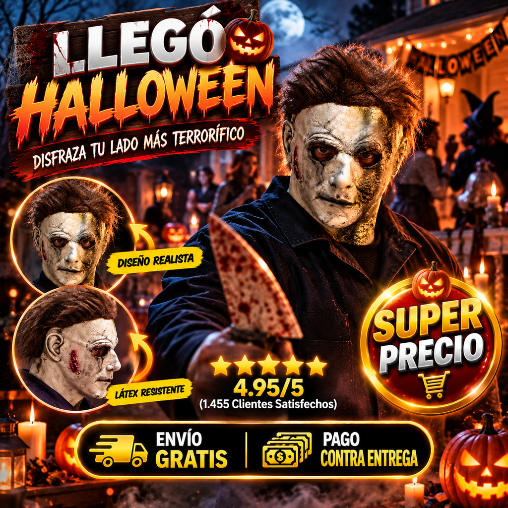 🎃 Máscara de Terror para Halloween — Diseño Realista Michael Myers 👻