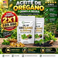 🌿 Aceite de Orégano + Semilla Negra | 90 Cápsulas | 6.000 mg por Porción | Carvacrol + Timol + Timoquinona 🇺🇸