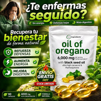 🌿 Aceite de Orégano + Semilla Negra | 90 Cápsulas | 6.000 mg por Porción | Carvacrol + Timol + Timoquinona 🇺🇸
