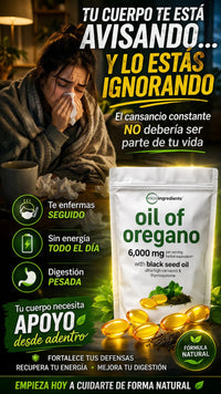 🌿 Aceite de Orégano + Semilla Negra | 90 Cápsulas | 6.000 mg por Porción | Carvacrol + Timol + Timoquinona 🇺🇸