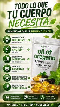 🌿 Aceite de Orégano + Semilla Negra | 90 Cápsulas | 6.000 mg por Porción | Carvacrol + Timol + Timoquinona 🇺🇸