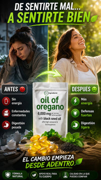 🌿 Aceite de Orégano + Semilla Negra | 90 Cápsulas | 6.000 mg por Porción | Carvacrol + Timol + Timoquinona 🇺🇸