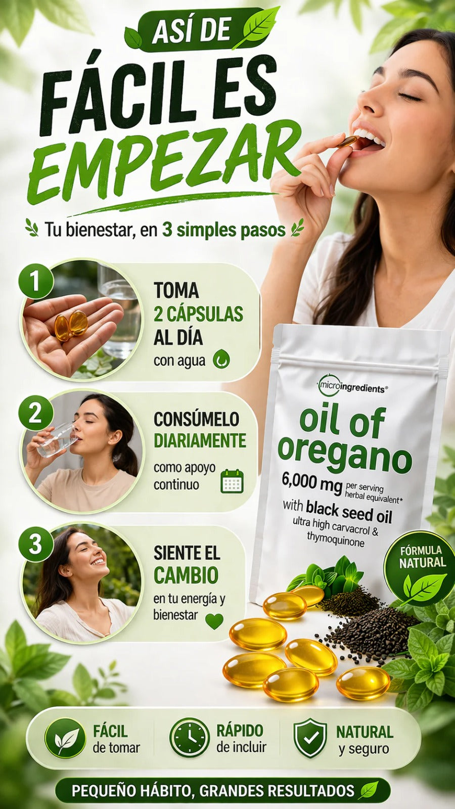 🌿 Aceite de Orégano + Semilla Negra | 90 Cápsulas | 6.000 mg por Porción | Carvacrol + Timol + Timoquinona 🇺🇸