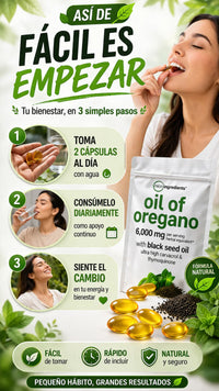 🌿 Aceite de Orégano + Semilla Negra | 90 Cápsulas | 6.000 mg por Porción | Carvacrol + Timol + Timoquinona 🇺🇸