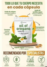 🌿 Aceite de Orégano + Semilla Negra | 90 Cápsulas | 6.000 mg por Porción | Carvacrol + Timol + Timoquinona 🇺🇸